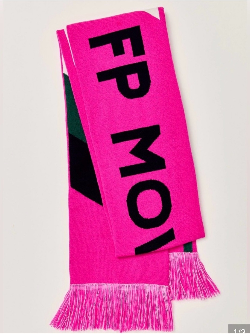 Free people double sided jumbo Pink Fringe Logo Scarf
